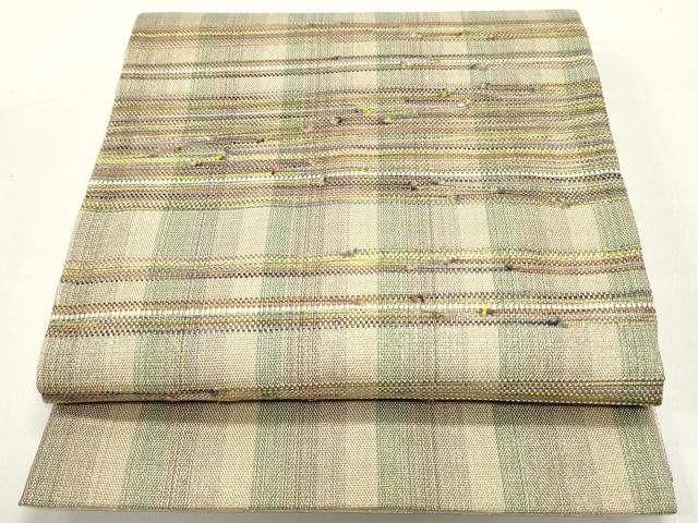 平和屋着物▽太鼓柄袋帯　スリーシーズン　春夏秋　横段文　金糸　正絹　逸品　DAAY0239ob