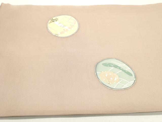 平和屋着物●塩瀬　九寸開き名古屋帯　成り物　薄柿色　金彩　正絹　逸品　DAAY0292ob 平和屋着物○塩瀬 九寸開き名古屋帯 成り物 薄柿色 金彩 正絹