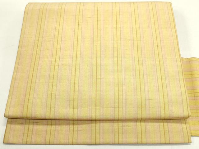 平和屋着物●全通柄九寸名古屋帯　紬地　間道　正絹　逸品　未使用　DAAY0307ob