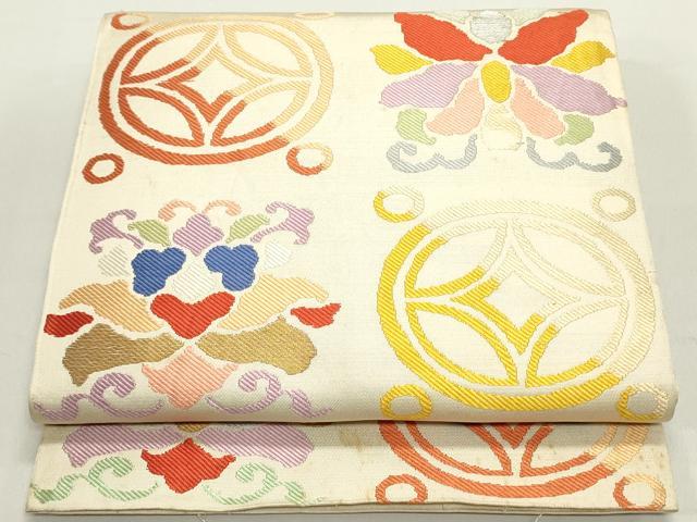 平和屋着物●六通柄　本袋帯　唐織　七宝更紗花文　正絹　逸品　DAAY0315ob