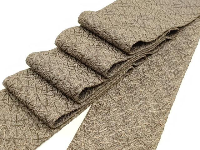 平和屋着物●男性　本場筑前博多織　角帯　霞文　正絹　逸品　未使用　DAAY0321ob