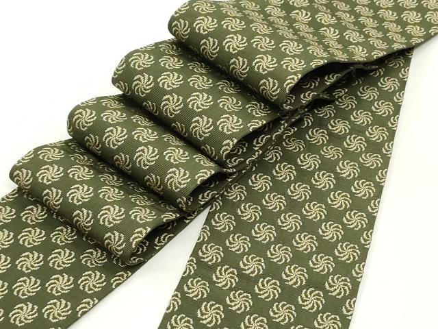 平和屋着物●男性　本場筑前博多織　角帯　いちご錦　藍媚茶色　証紙付き　正絹　逸品　未使用　DAAY0329ob