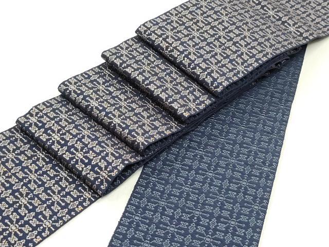 平和屋着物●男性　本場筑前博多織　両面　角帯　幾何学文様　証紙付き　正絹　逸品　DAAY0332ob