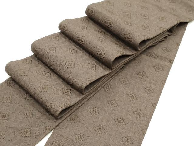 平和屋着物●男性　本場筑前博多織　角帯　菱唐草文　赤墨色　正絹　逸品　DAAY0333ob