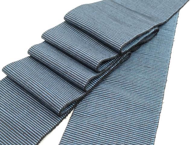 平和屋着物●男性　両面　角帯　紬地　横段文　正絹　逸品　DAAY0338ob