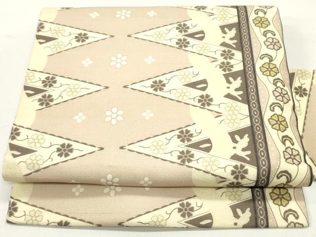 平和屋着物●全通柄九寸名古屋帯　花唐草間道　逸品　DAAY0392ob