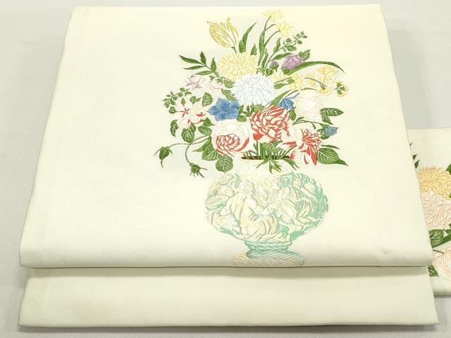 平和屋着物●九寸名古屋帯　唐織　欧州花飾文　正絹　逸品　DAAY0413ob