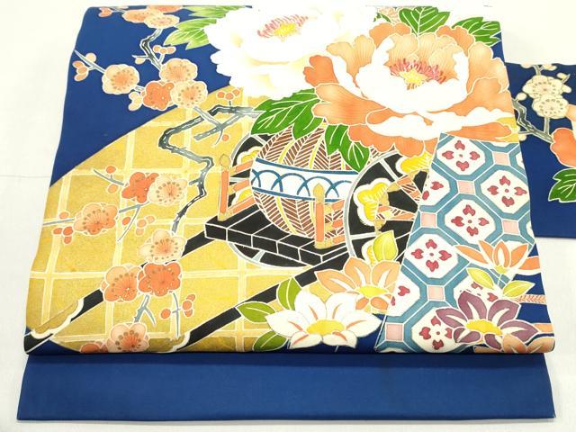 平和屋着物●塩瀬　九寸名古屋帯　蜀江飾花文　金彩　正絹　逸品　DAAY0421ob