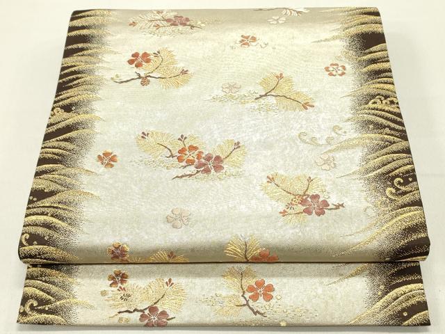 平和屋着物●西陣の名門　加納幸謹製　六通柄袋帯　松葉桜文　金糸　正絹　逸品　DAAY0434ob