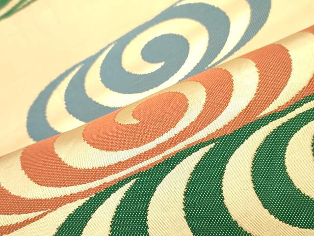 平和屋着物○西陣 川島織物 九寸開き名古屋帯 抽象文様 金糸 正絹