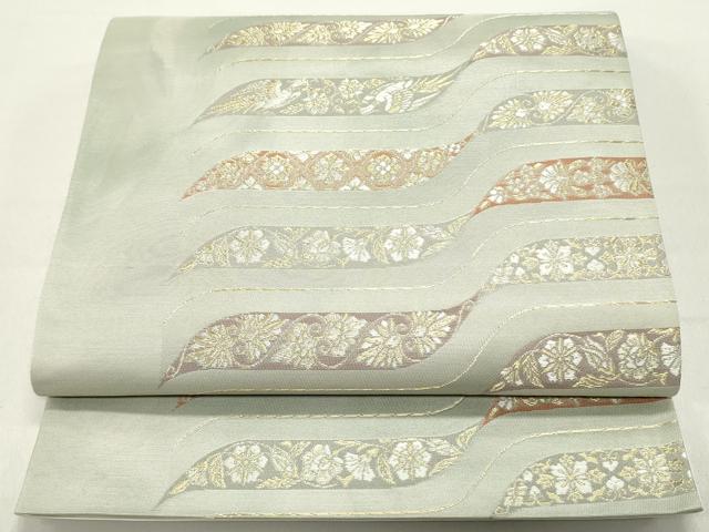 平和屋着物●六通柄袋帯　捻裂献上文　金糸　正絹　逸品　DAAY0466ob