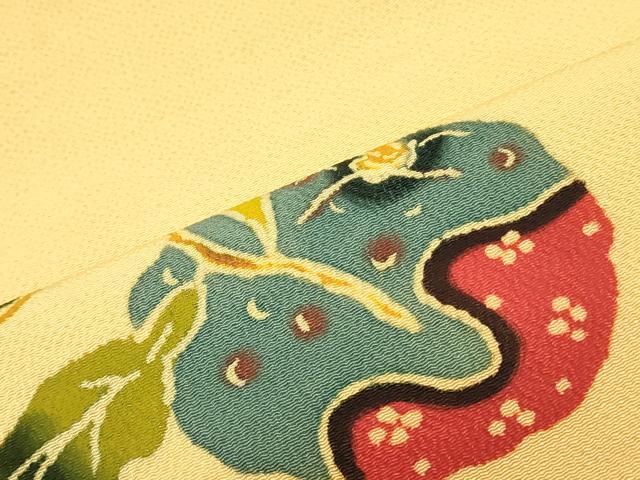 平和屋着物○九寸名古屋帯 型染め 成り物 鬼しぼ縮緬 正絹