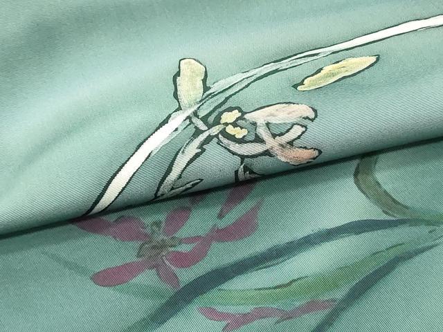 平和屋着物○塩瀬 九寸名古屋帯 作家者 ろうけつ染め 霞草花文 正絹