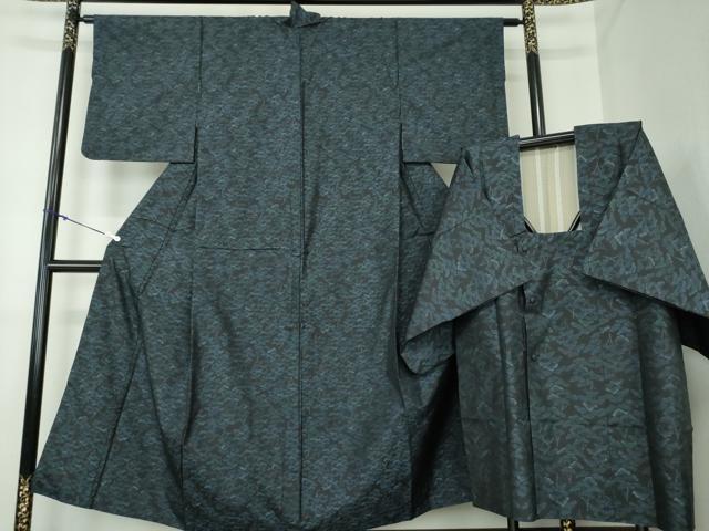 平和屋着物●本場大島紬　アンサンブル　道行コートセット　松文　正絹　逸品　DAAY1002ps