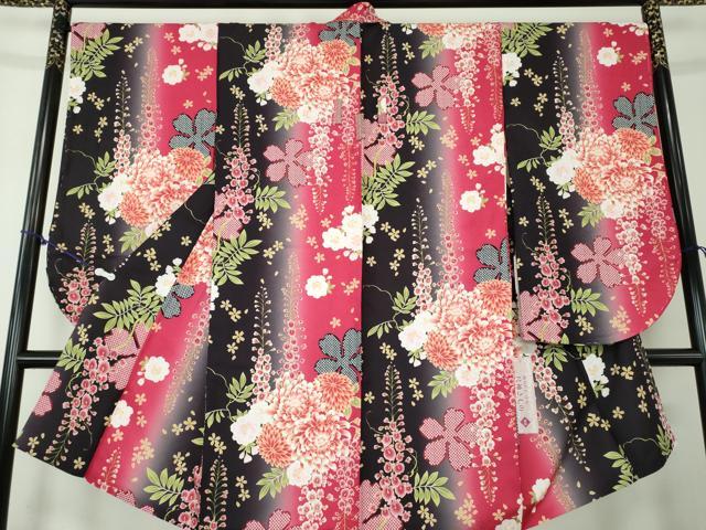 平和屋着物●二尺袖　小振袖　乱菊　藤花房　暈し染め　着付説明書付き　洗える着物　逸品　新品　DAAY1011ps