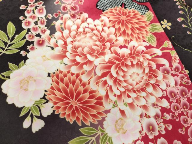 平和屋着物○二尺袖 小振袖 乱菊 藤花房 暈し染め 着付