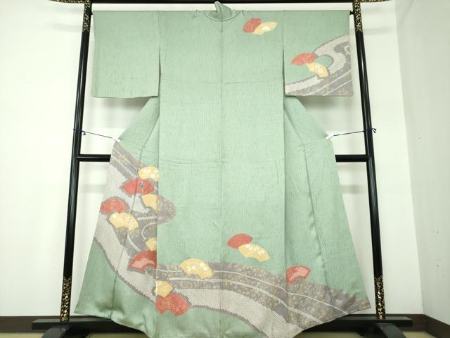 平和屋着物●訪問着　駒刺繍　絞り　地紙花文　正絹　逸品　未使用　DAAY1047ps