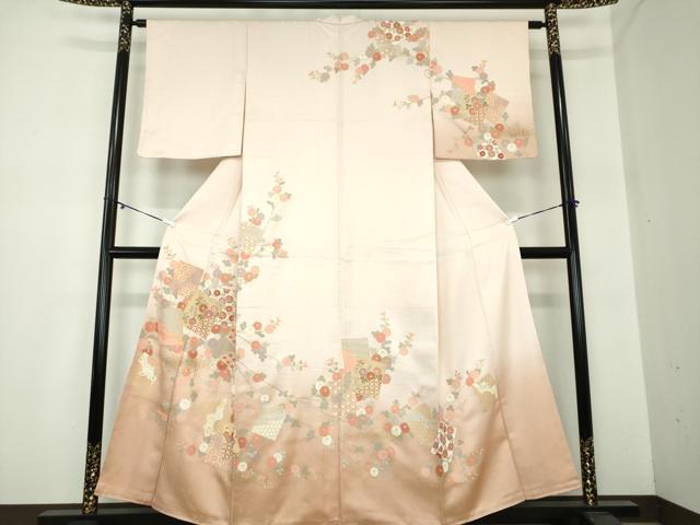 平和屋着物●訪問着　色紙重ね花文　暈し染め　金彩　正絹　逸品　DAAY1073ps