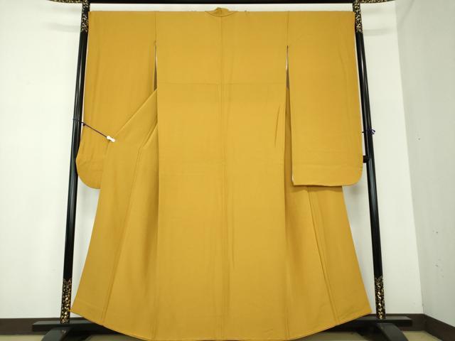 平和屋着物●豪華振袖　色無地　山吹茶色　正絹　逸品　DAAY1075ps