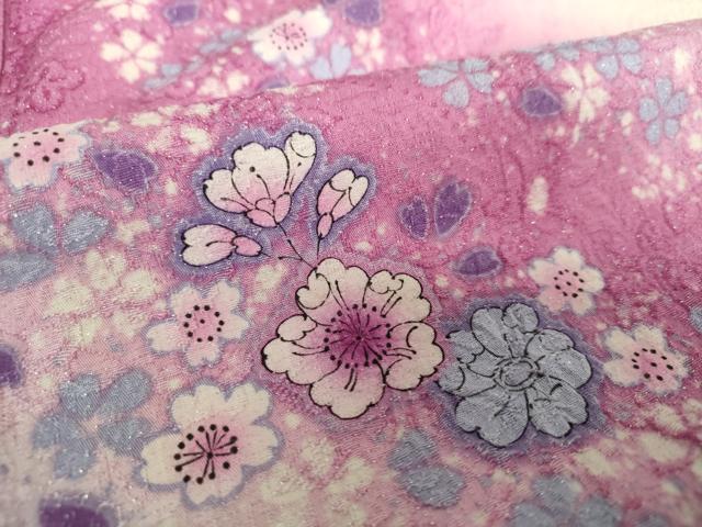 平和屋着物○豪華振袖 おぼろ染め 襲絞り 辻が花 銀通し地 正絹 逸品