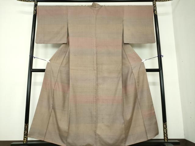 平和屋着物●訪問着　作家物　紬地　横段文　正絹　逸品　DAAY1088ps