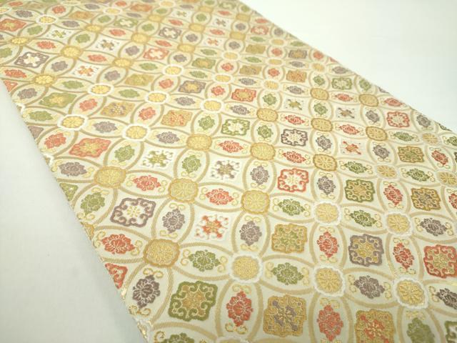 平和屋着物○六通柄袋帯 唐織 七宝花文 金糸 正絹 逸品 DAAY1137ps