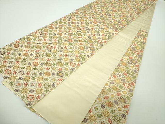 平和屋着物○六通柄袋帯 唐織 七宝花文 金糸 正絹 逸品 DAAY1137ps