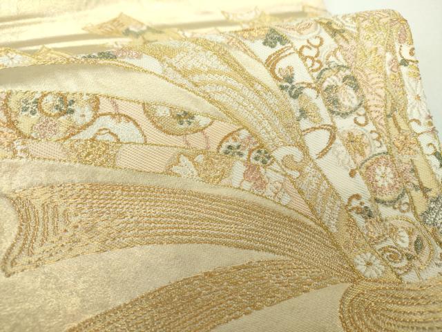 平和屋着物○西陣河村織物謹製・手織り 六通柄袋帯 手おり 能