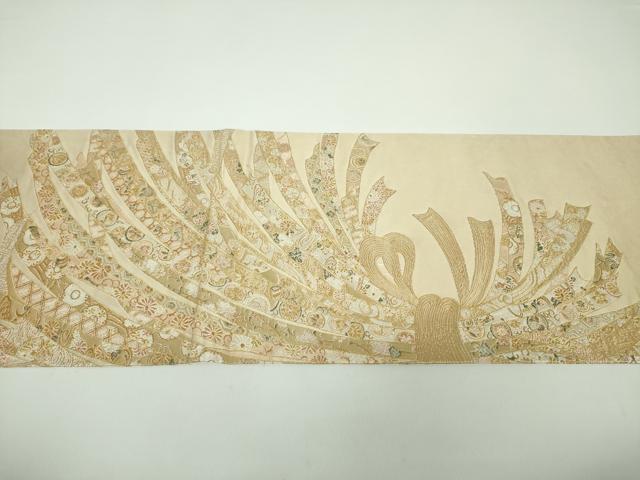 平和屋着物○西陣河村織物謹製・手織り 六通柄袋帯 手おり 能