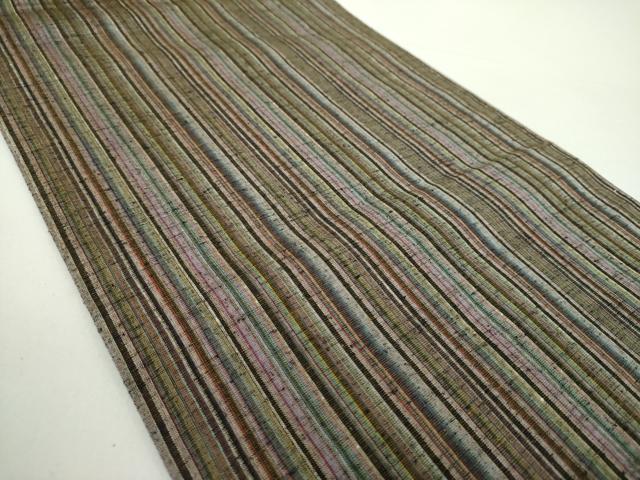 平和屋着物○両面 全通柄袋帯 紬地 市松文様 間道 正絹