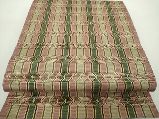 平和屋着物●ひなや工房　くむ・あむ・おる　伊豆蔵明彦　太鼓柄袋帯　変わり間道　金糸　正絹　逸品　DAAY1156ps