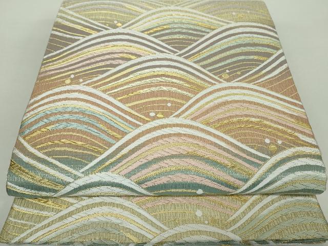 平和屋着物○六通柄袋帯 唐織 流水文 金糸 正絹 逸品 DAAY1159ps