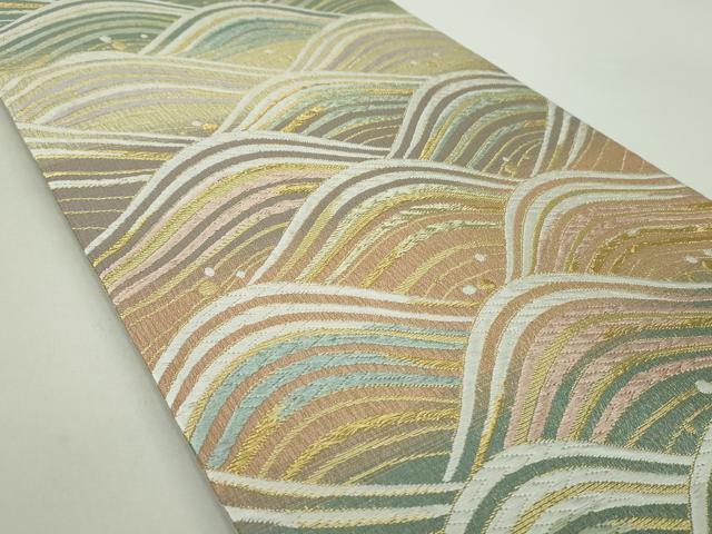 平和屋着物○六通柄袋帯 唐織 流水文 金糸 正絹 逸品 DAAY1159ps