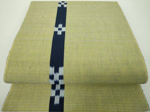平和屋着物●沖縄県伝統工芸品　八重山ミンサー　手織り　八寸名古屋帯　間道　綿　逸品　DAAY1172ps