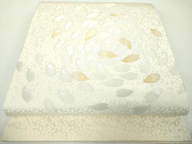 平和屋着物●九寸開き名古屋帯　舞桜　金銀糸　正絹　逸品　DAAY1193ps