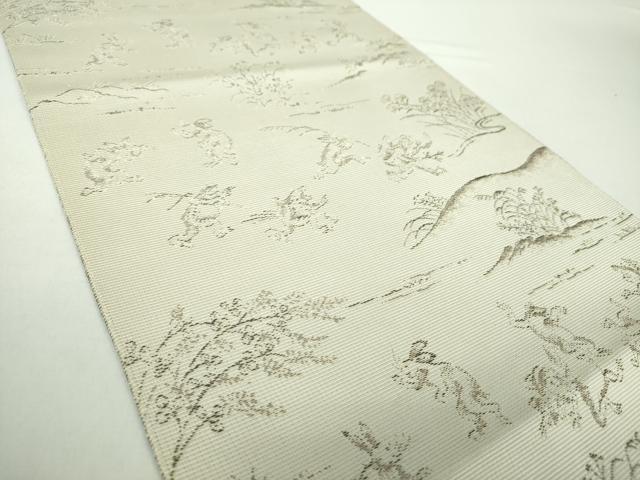 平和屋着物○本場筑前博多織 八寸名古屋帯 鳥獣戯画 正絹 逸品 DAAY1202ps