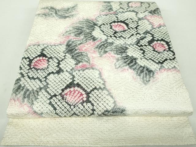 平和屋着物●名門　藤娘きぬたや・総絞り　九寸開き名古屋帯　草花文　正絹　逸品　DAAY1204ps