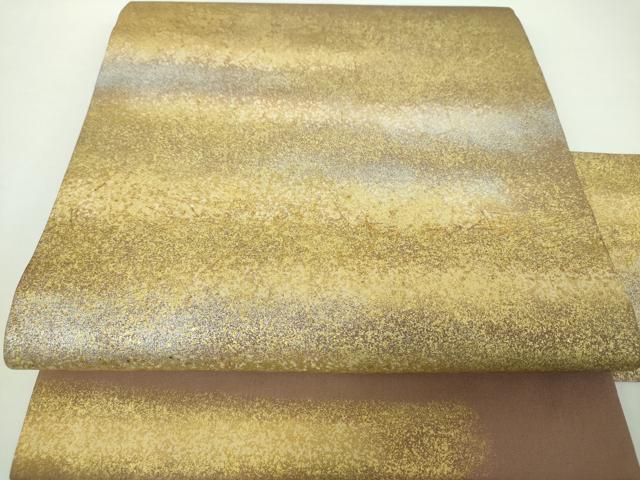 平和屋着物●塩瀬　九寸名古屋帯　霞文　金銀彩　正絹　逸品　DAAY1216ps