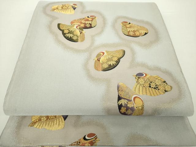 平和屋着物●両面　六通柄袋帯　福良雀　金糸　正絹　逸品　DAAY1233ps