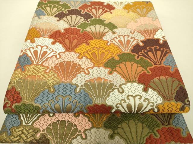 平和屋着物●六通柄袋帯　唐織　雪輪青海文　金糸　正絹　逸品　DAAY1236ps