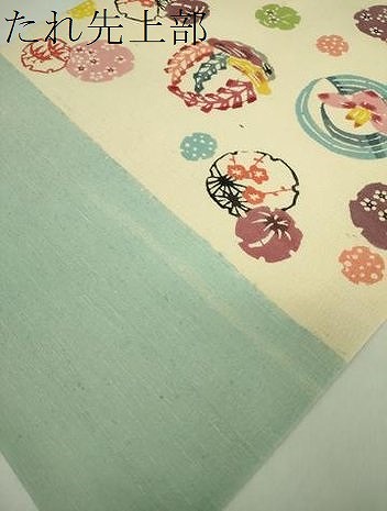 平和屋着物○九寸名古屋帯 紬地 紅型 雪輪吉祥花文 正絹