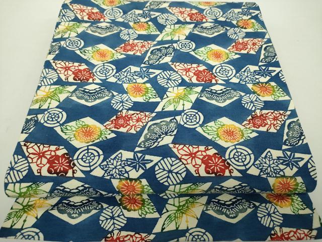 平和屋着物●全通柄京袋帯　紬地　型染　松竹梅　正絹　逸品　DAAY1291ps