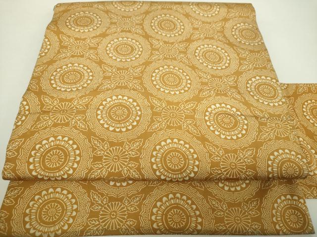 平和屋着物●全通柄九寸名古屋帯　型染　菊文　正絹　逸品　DAAY1297ps