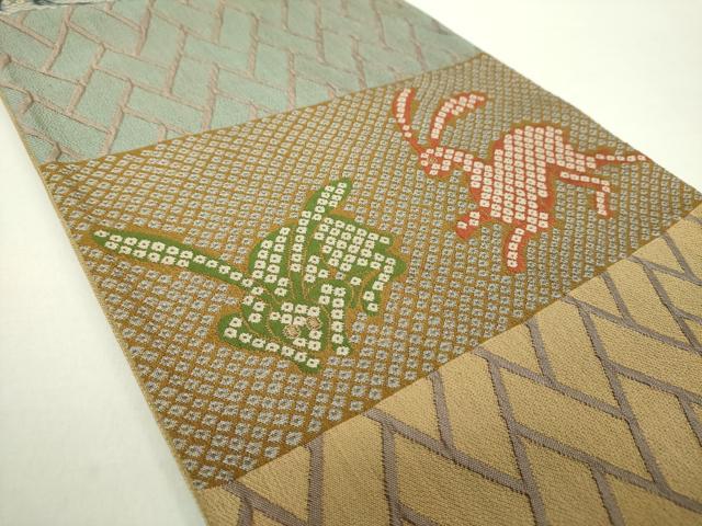 平和屋着物○六通柄袋帯 立波に兎 正絹 逸品 DAAY1314ps