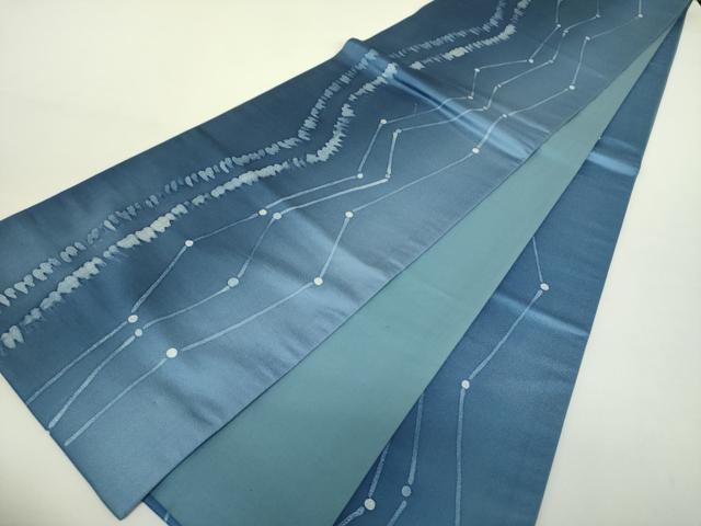 平和屋着物○藍染作家 喜多野良造 全通柄袋帯 天然泥藍