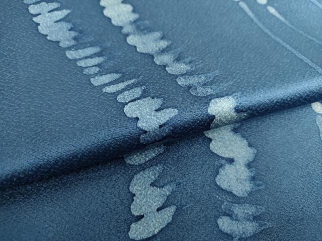 平和屋着物○藍染作家 喜多野良造 全通柄袋帯 天然泥藍