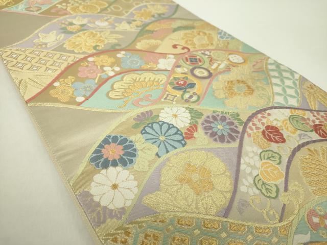 平和屋着物○六通柄袋帯 唐織 青海波寳飾文 金糸 正絹