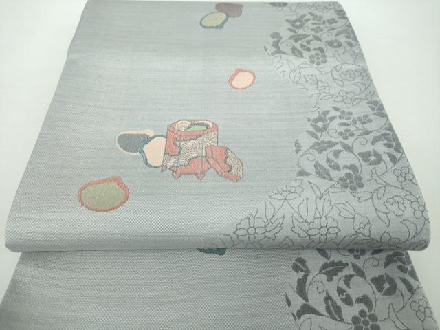 平和屋着物●六通柄袋帯　貝合わせ花文　正絹　逸品　未使用　DAAY1342ps