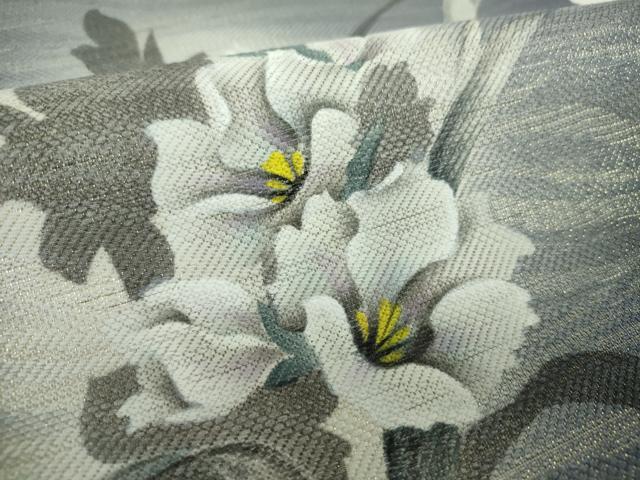 平和屋着物○太鼓柄袋帯 手描き 草花文 金通し地 正絹 逸品 DAAY1357ps