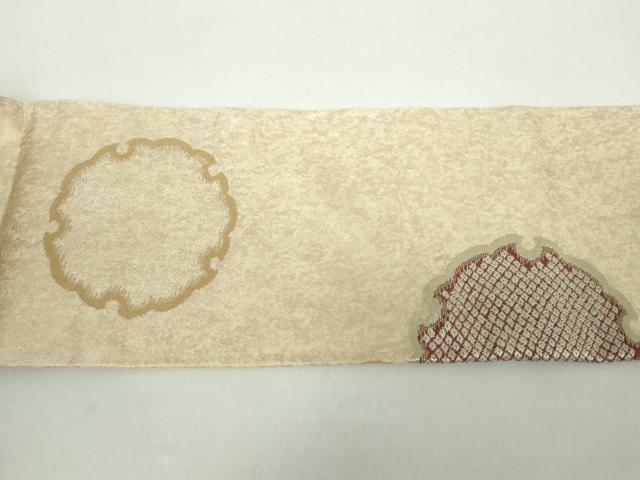 平和屋着物●九寸名古屋帯　作家物　鹿の子雪輪重ね　金糸　引箔　正絹　逸品　未使用　DAAY1372ps 平和屋着物○九寸名古屋帯 作家物 鹿の子雪輪重ね 金糸 引箔 正絹